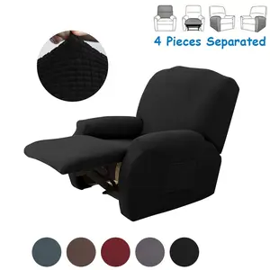 4 Piece Stretch Recliner Chair Covers, Soft Fabric Furniture Protector for Electric/mechanical Recliners, Multiple Colors Available