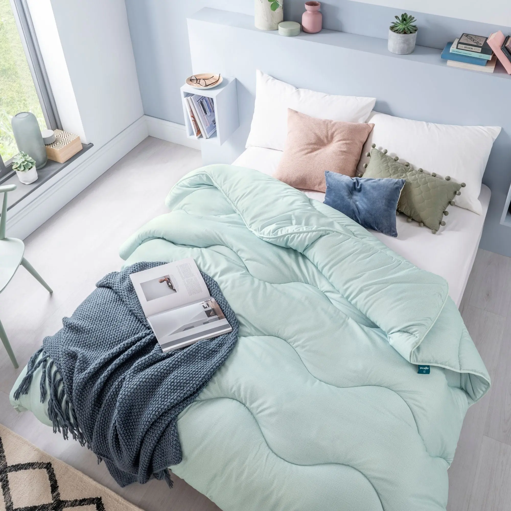 Aurora Green Linen Print All-In-One Comforter