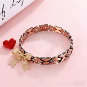 Pure Copper Bracelets for Women Magnetic Design with Crystal Elements Sizing Tool Valentine's Day Jewelry Gift
