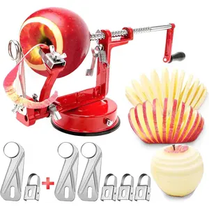 ZOKOP  Apple Peeler Corer, Long lasting Chrome Cast Magnesium Alloy Apple Peeler Slicer Corer with Stainless Steel Blades and Powerful Suction Base for Apples and Potatoes(Red)