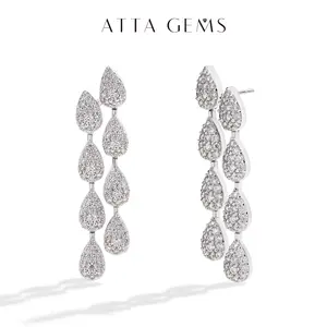 Luxury D VVS1 Color 3.12 Carat Synthetic Moissantie Drop Earrings for Women Party Gift Fine Jewelry E019