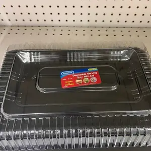 5-Pack 14” Disposable Dessert Carriers with Clear Lids and Black Bases