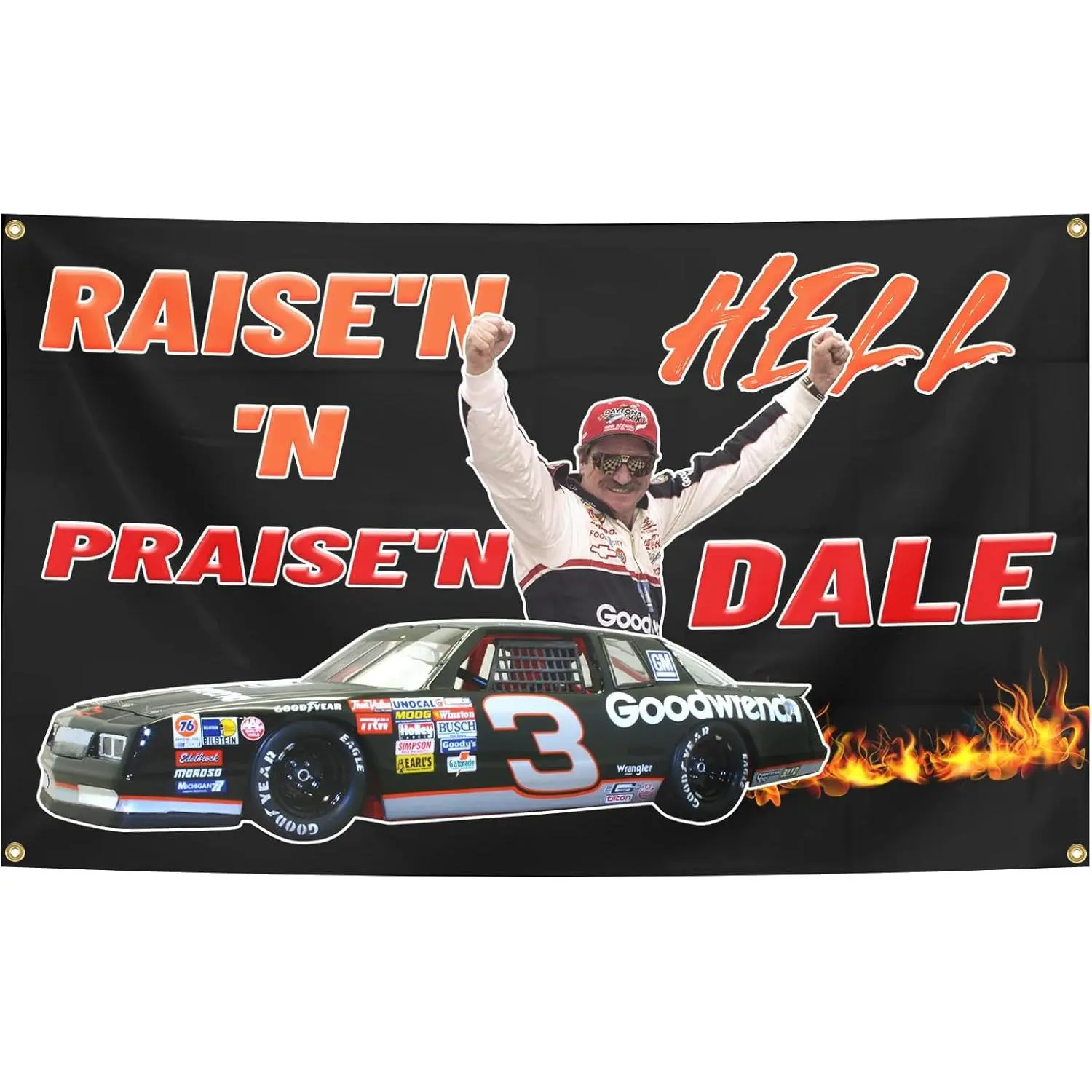 Dale Earnhardt Racing Flag Aesthetic Decorative Durable Man Cave Wall tapestry Grommets 60in x 40in  Flag Suitable For Indoor And Outdoor Decorate for College Dorm Room ,Parties, travel,