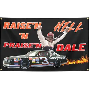 Dale Earnhardt Racing Flag Aesthetic Decorative Durable Man Cave Wall tapestry Grommets 60in x 40in  Flag Suitable For Indoor And Outdoor Decorate for College Dorm Room ,Parties, travel,