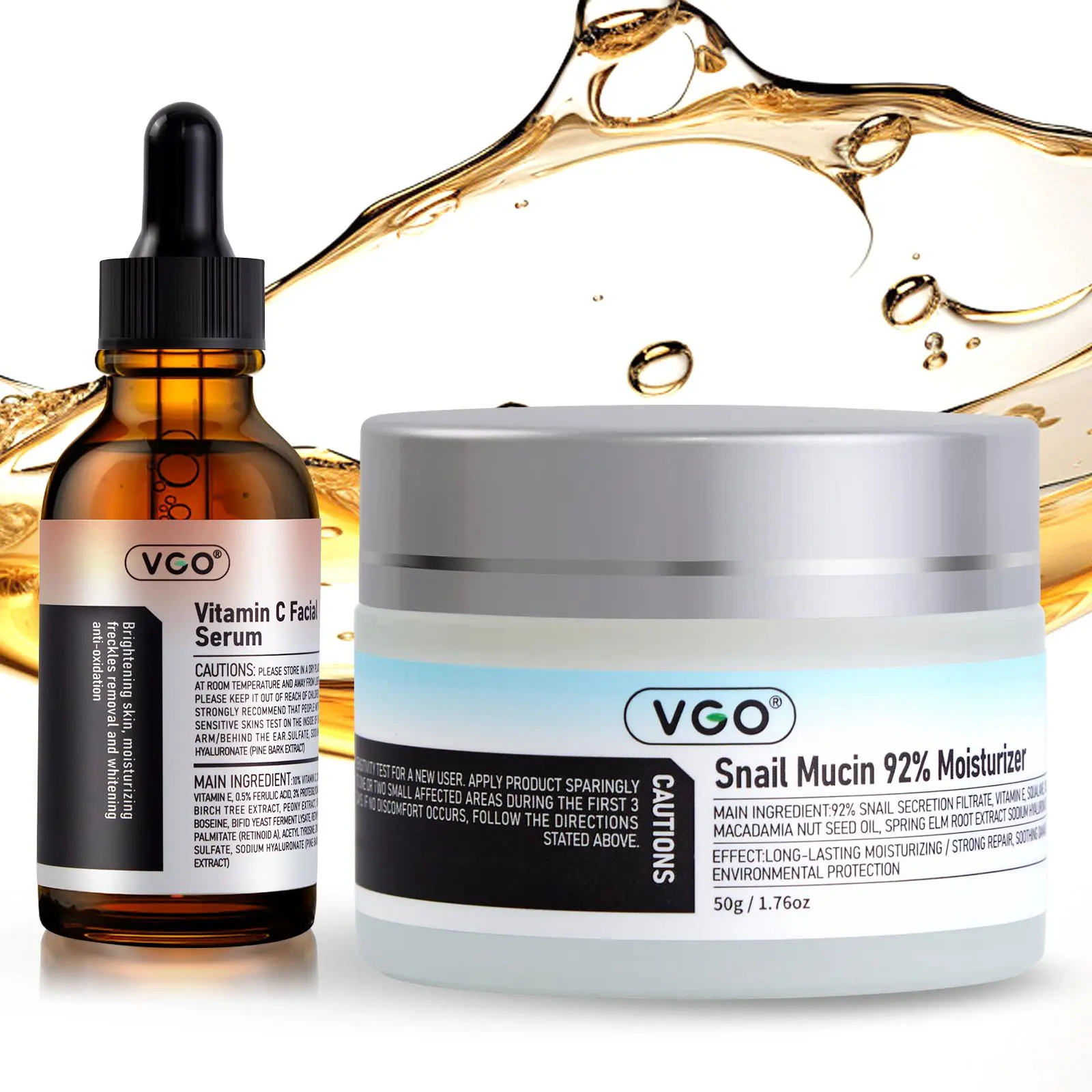 VGO Snail Mucin 92% Moisturizer Daily Face Gel Cream for Dry & Sensitive Skin, 50g / 1.76oz Cleanser Moisturizing Skincare-B