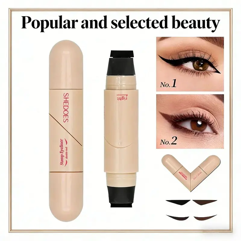 Unleash your potential effortlessly! Rotating dual-head eyeliner stamp — quick-drying, waterproof #LazyGirlMakeup bold eye makeup eyebrow tint mascara volume length