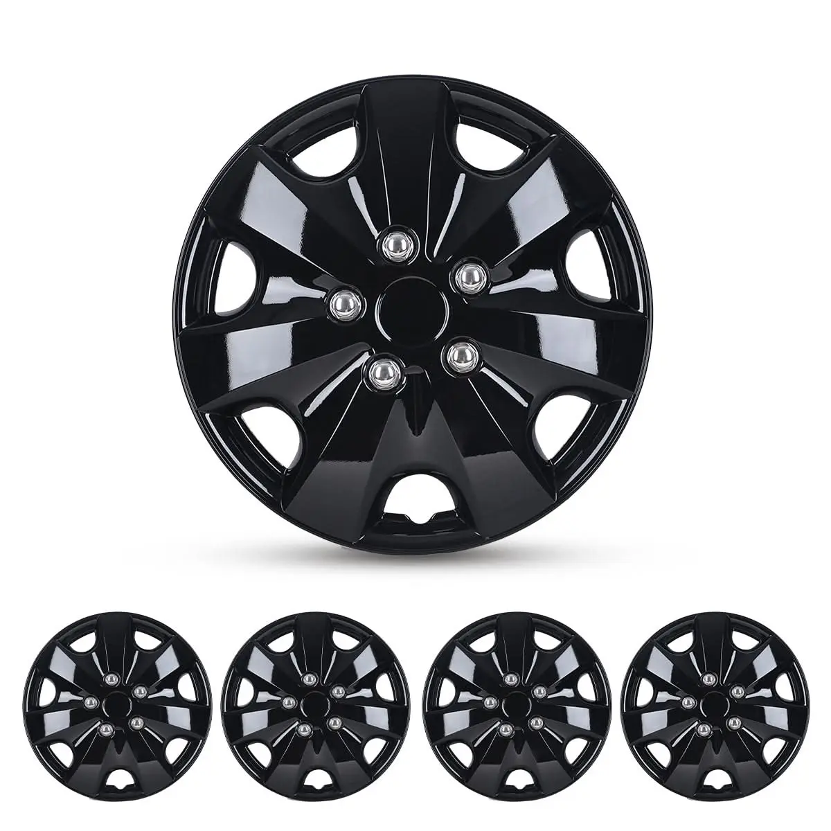 WOLFSTORM 4-Pack 16in Universal Hubcaps - Durable PP Material Aftermarket Steel Truck Spare Wheel Covers, Automotive Replacement Tire Accessories for Car, Truck, SUV to Enhance Your Wheels