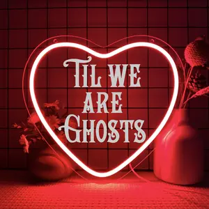 Heart Shaped LED Wall Hanging Neon Light, LED Ambient Lighting, Ghost Series Light, Confession Glowing Text Neon Light Birthday Gift for Couples, Wedding Anniversary Engagement Gift, USB Powered for Bedroom, Bar, Party, Led Neon Sign, Neon Accent Lights