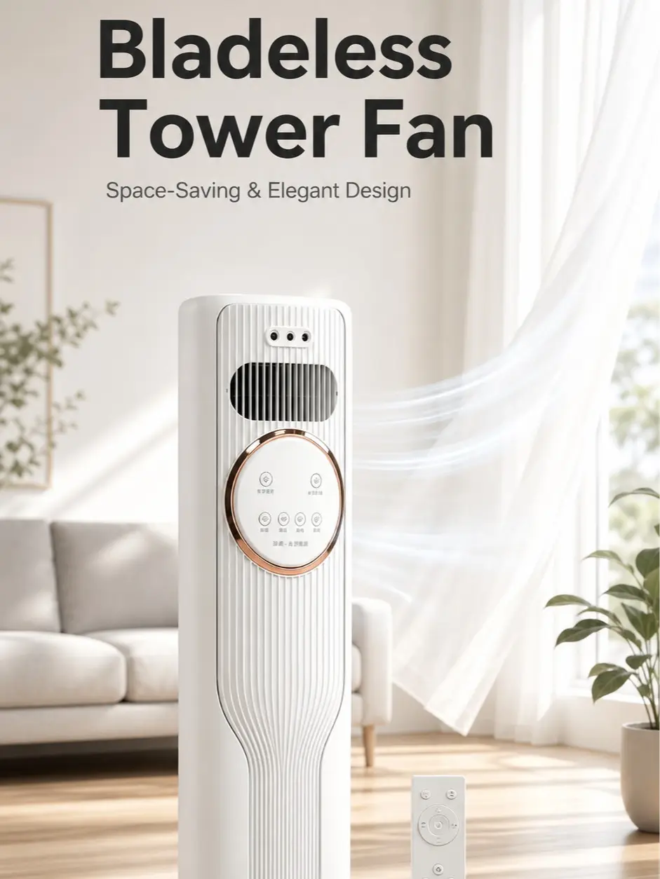 Slim Space Saving Bladeless Tower Fan, Wide Oscillation Quiet Cooling Fan With Remote & Timing Settings, Whole Room Air Circulation Portable Vertical Fan Ideal For Bedroom Dorm Apartment Office，air cooler, evaporative air cooler,