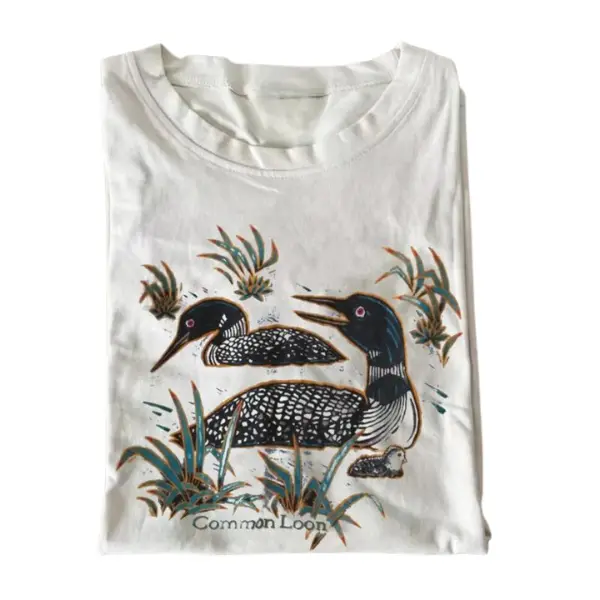 Printed Tee-Vintage Loon Family T-Shirt, Rretro 90s Graphic Tee, Unisex Crewneck T-Shirt - Medium, Short Sleeve, Casual Streetwear Printed Tee