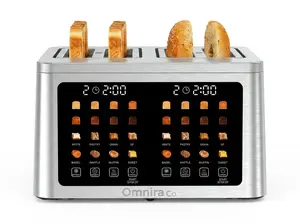 OMNIRA 4-Slice Wide Slot Smart Toaster, 1700W 120V Touch Screen with Dual Control Panel, Auto Lift, Keep Warm, Defrost, Auto Shut Off for Bagel, Muffin, Gluten-Free Breads