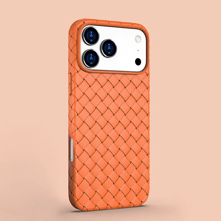 Woven Pattern Smartphone Case - Shockproof Protection Cover for iPhone 16, iPhone 17, Handheld Cellphone Devices & Mobile Accessories