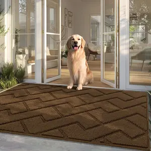 POUUIN Absorbent Front Door Mat for Outdoor & Indoor Use Stain & Fade Resistant Non-Slip Backing Ideal for Entryway Welcome Mat Durable Material