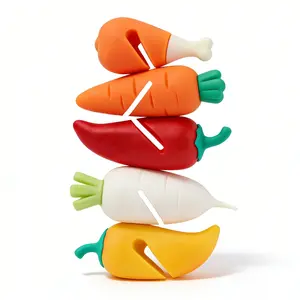 5-Piece Food-Shaped Silicone Anti-Spill Pot Lid Holder Set, Durable & Flexible Design, Perfect for Kitchen Use, Easy Installation, Kitchenware