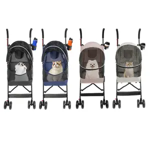 Pet Stroller for Small Dogs and Cats Under 22 lbs Foldable Lightweight Pet Carrier with Wheels for Walking Travel Shopping Vet Visits in Blue Pink Black Gray