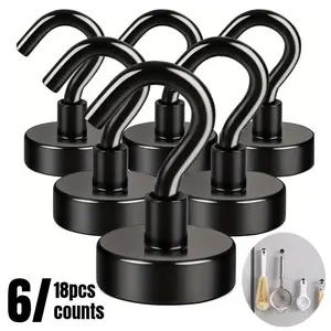 Magnetic Hook, Strong Magnetic Hook, Easy to Install Magnetic Hook, Adhesive Storage Magnet Hook for Kitchen Refrigerator Office Use, Hardware, Heavy Duty, Metal, Wall Mount Hooks