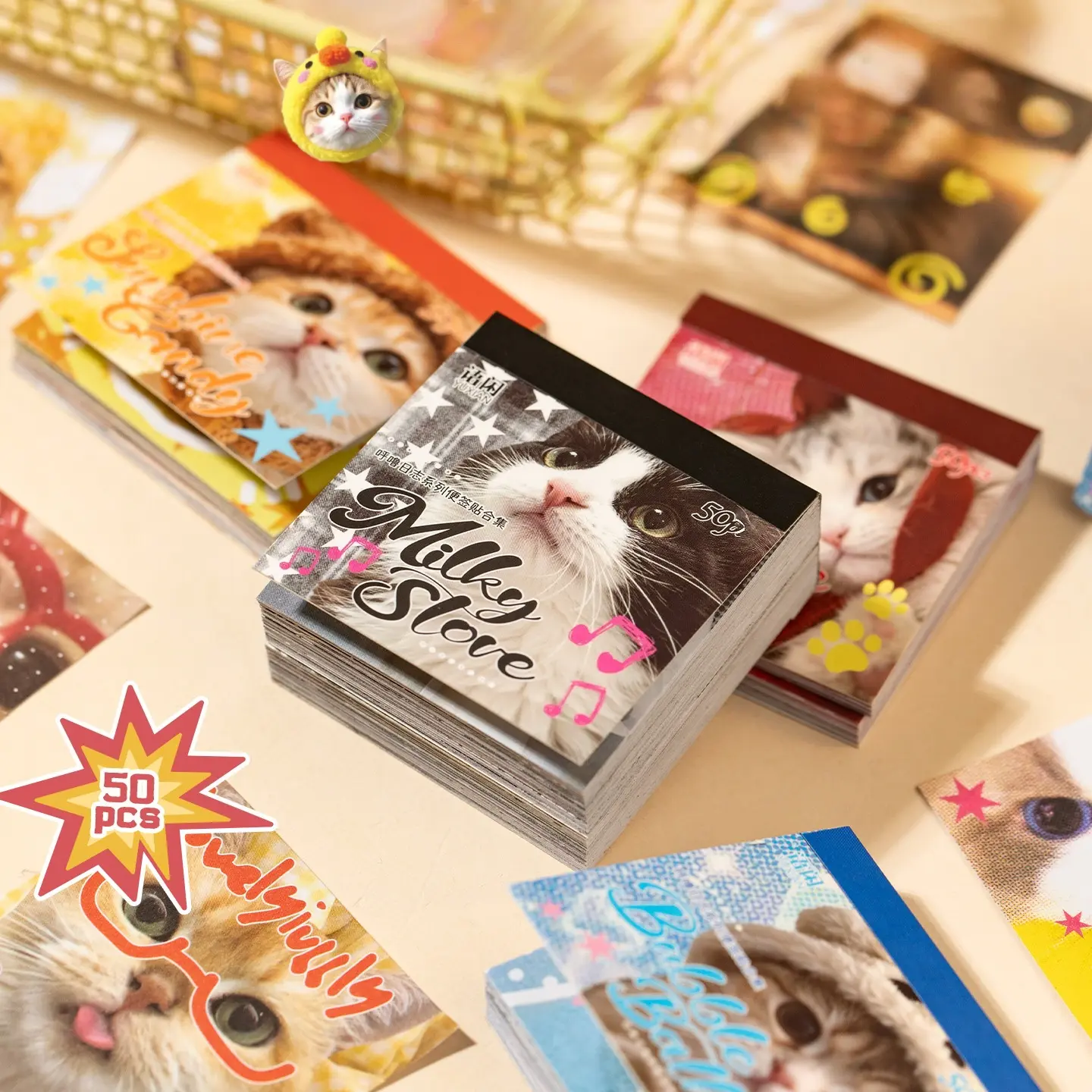 Kawaii Cat Sticker Book 200 Sheets | 4 Cute Cat Styles for Journaling & Scrapbooking | Buy 1 Get 2 FREE + Bonus Gifts Vintage Rococo