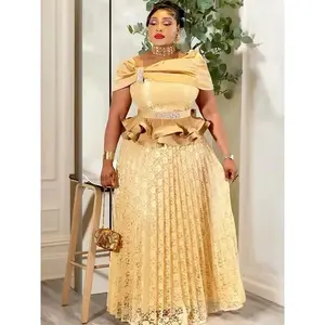 Plus Size African Party Dresses for Women Dashiki Ankara Lace Wedding Evening Gowns Elegant Turkey Muslim Maxi Dress 2026 New