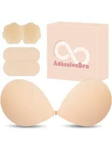 Sticky Bra Push Up Strapless Adhesive Bra Invisible Backless Reusable Cleavage Bras for Women with Nipple Covers Pasties Womenswear