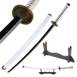 ELERVINO Real Roronoa Zoro Cosplay Sword Wado Ichimonji 41 inches with Wooden Holder Stand Display Anime Fans for Halloween Role Playing Props Cosplay Collection Decoration Christmas Gift Birthday New Year
