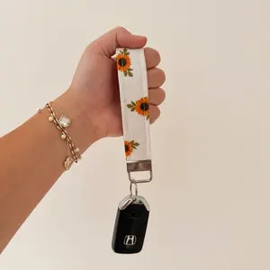 Sunflower Keychain Wristlet with Key Fob