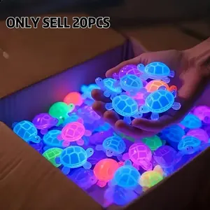 20 Piece Glow-In-The-Dark 3D Turtle Statues, Figurine Set, Colorful Semi-Transparent Plastic Decorations, Decorative Sculptures, Home Decor Accessory, Perfect for DIY Crafts, Party Gifts, Classroom Rewards