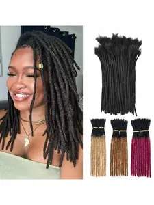 30 Pcs Dreadlock Extension Human Hair 0.6cm Width 100% Permanent Huamn Hair Loc Extension Can Be Dyed Bleached Curled Handmade Loc Extension For Men Women, Multi Color Options(1b, 1b/27, 1b/30, 1b/bug) Braided Hair Texture
