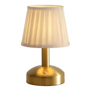 KDG Modern Cordless Small Table Lamp, Portable LED Fabric Shade Desk Lamps, 4000mAh Rechargeable Battery Operated Lighting for Bedroom, Bedside, Living Room, Dining Room