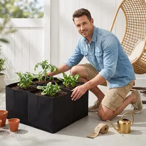 Modular Elevated Planting Bed Set, Fabric Square Planter Box with Dividers, Ideal for Balcony & Patio Herb/greenery Growing
