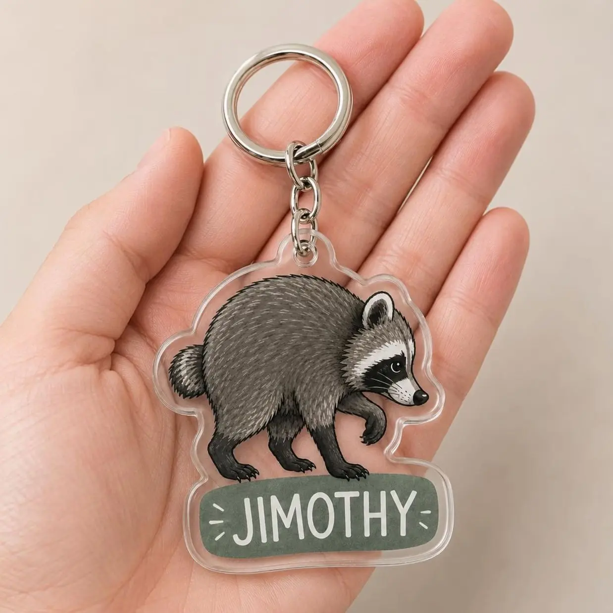 Jimothy Raccoon Keychain, Funny Seattle Raccoon, Viral Feral Meme, Funny Animal Gift