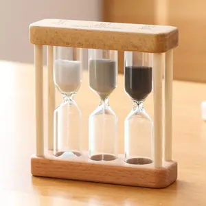 X-TIM02 Creative 1/3/5 Minute Wooden Sand Glass Hourglass Timer Clock Home Decor Kitchen Tools Gift for Childern Simple Style Utensils Set