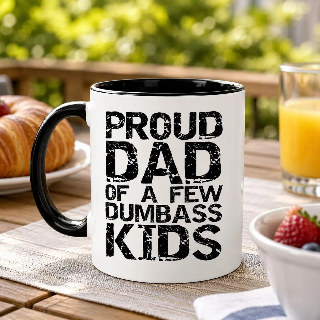 Ceramic Washable Drink Mug - Funny Sarcastic Cup With "Proud Dad Of A Few Dumbass Kids" Quote, Father's Day Gift For Fathers