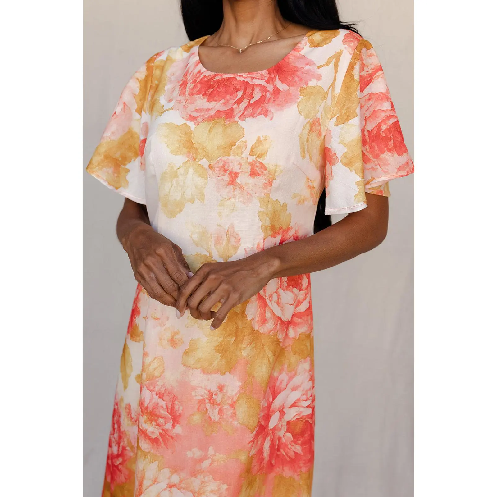 Blushing Meadow Flutter Sleeve Dress