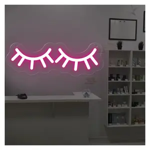 Sign Illuminated Eye Lashes Neon Sign Light Used For Beauty Salon Nail Shop Cosmetics Wall Decoration Lights 7.2cm×21cm