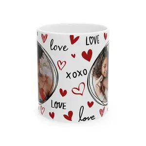 Customizable "Love & Kisses" Ceramic Mug, (11oz, 15oz)