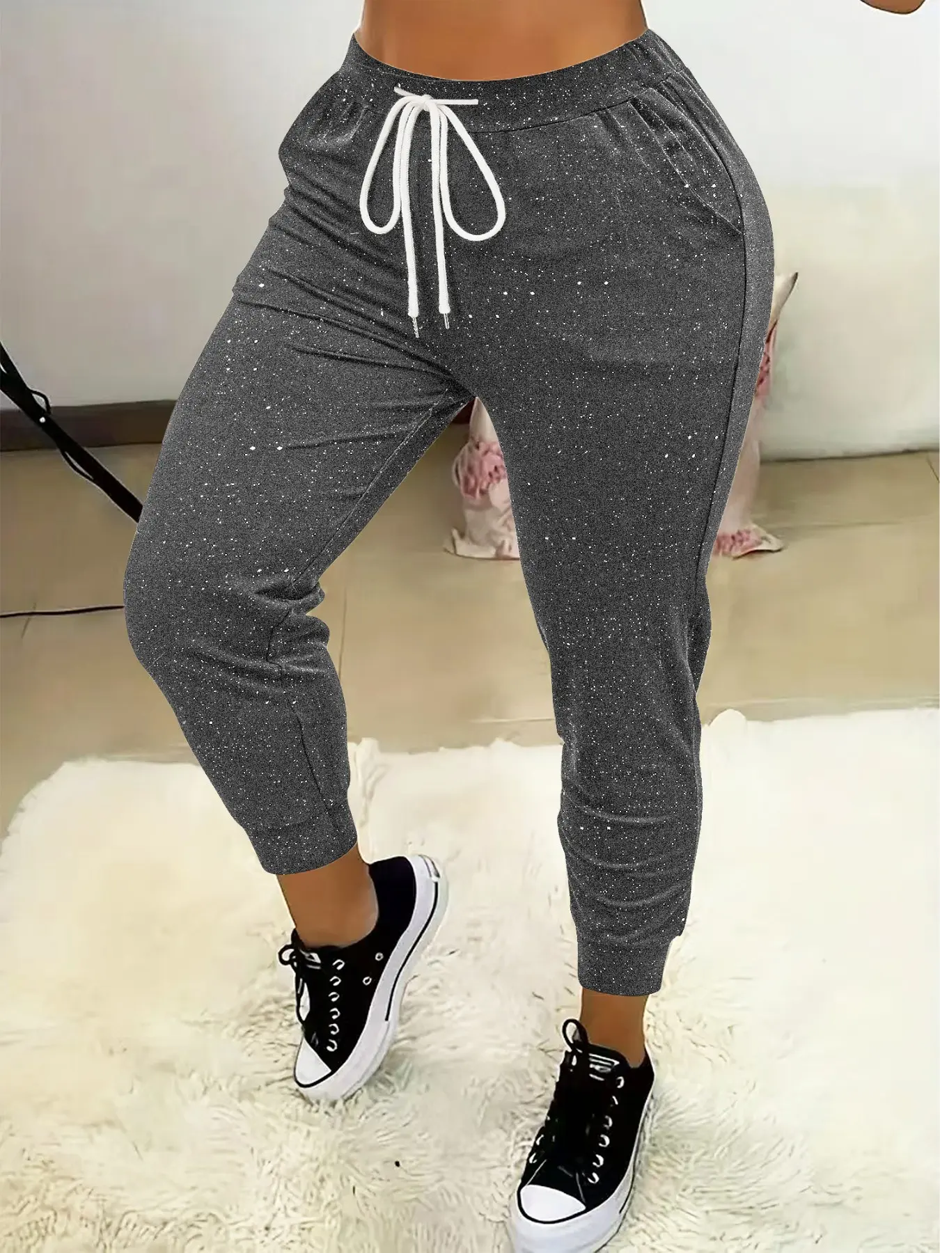 Fashionable women's casual chic streetwear loose fit trousers Adjustable Drawstring Pants Womenswear Casual Lounge Pants