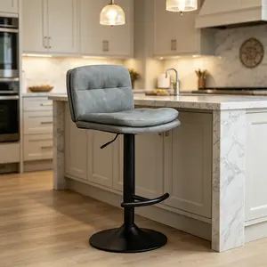 Kitchen Island Stools, Modern Bar Stools Height Adjustable Upholstered Swivel Barstools,Armless Counter Height Bar Stools with Back Footrest for Kitchen Island, Home Bar