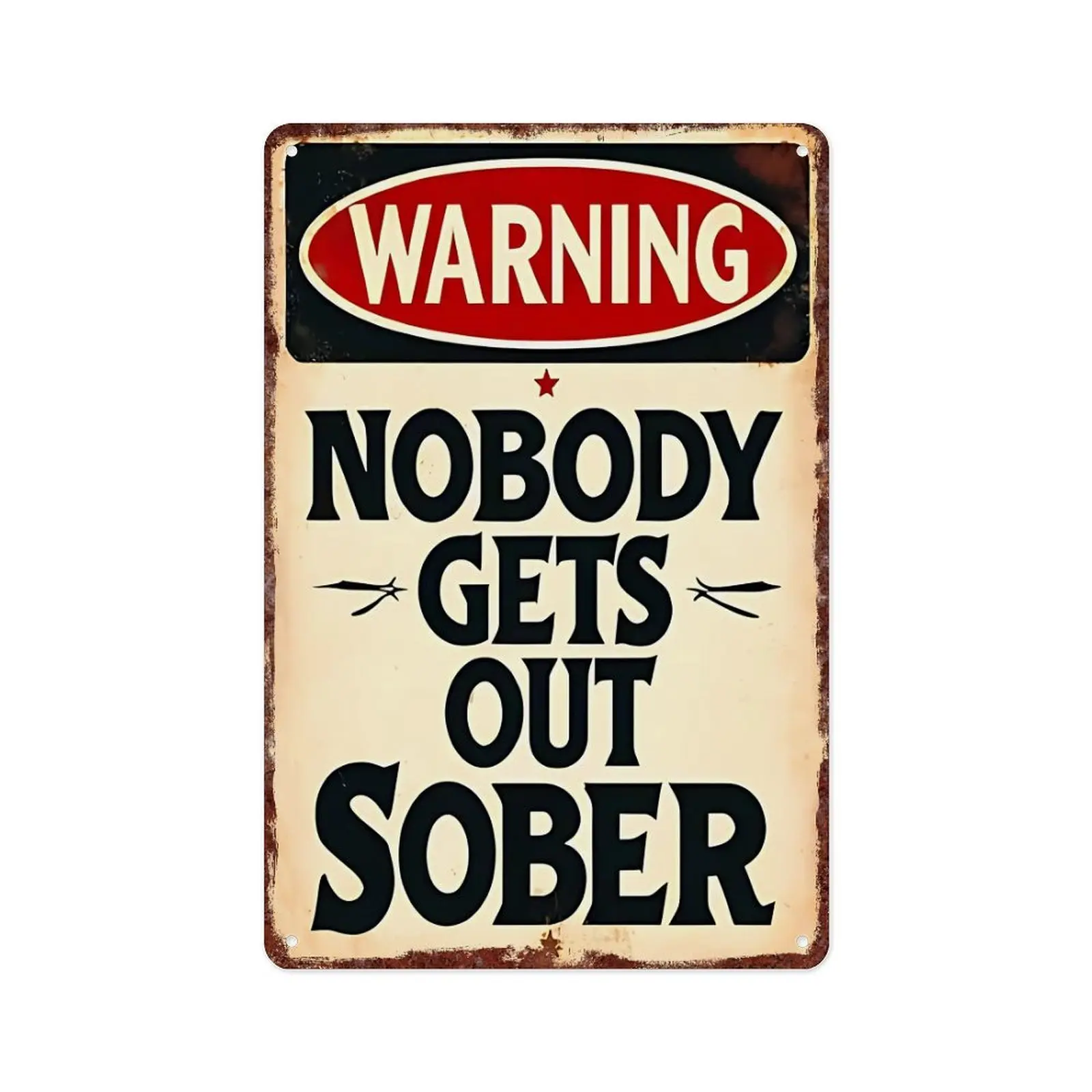 12x8 in Rectangular Bold Text Aluminum Metal Signboard - "Warning: No one can stay awake", Whimsical Home Decor Plaque, Wall Hanging for Gentleman Party, Daily Bar Pub Retro Home Supplies