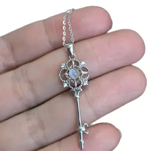 Silver Crystal and Gemstone Necklaces With 925 Silver Chains Whimsical Witchy Fairy Style Cross Design Pendant