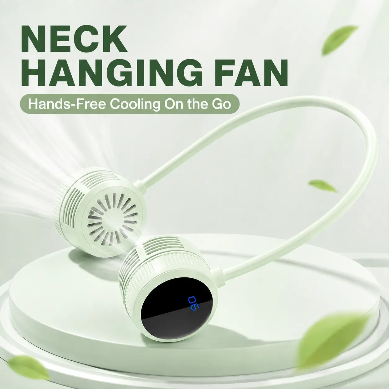 Foldable Neck Fan, Hands Free Portable Outdoor Fan, Rechargeable Silent Bladeless Mini Fan