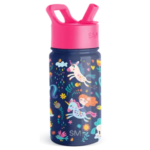 Summit 14oz Kids Water Bottle with Straw Lid - Vacuum Insulated, Reusable, Cupholder Friendly, Spill-Proof, BPA-Free