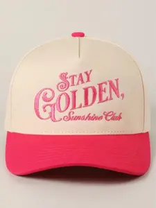 Stay Golden Sunshine Club Embroidered Trucker Hat Hot Pink