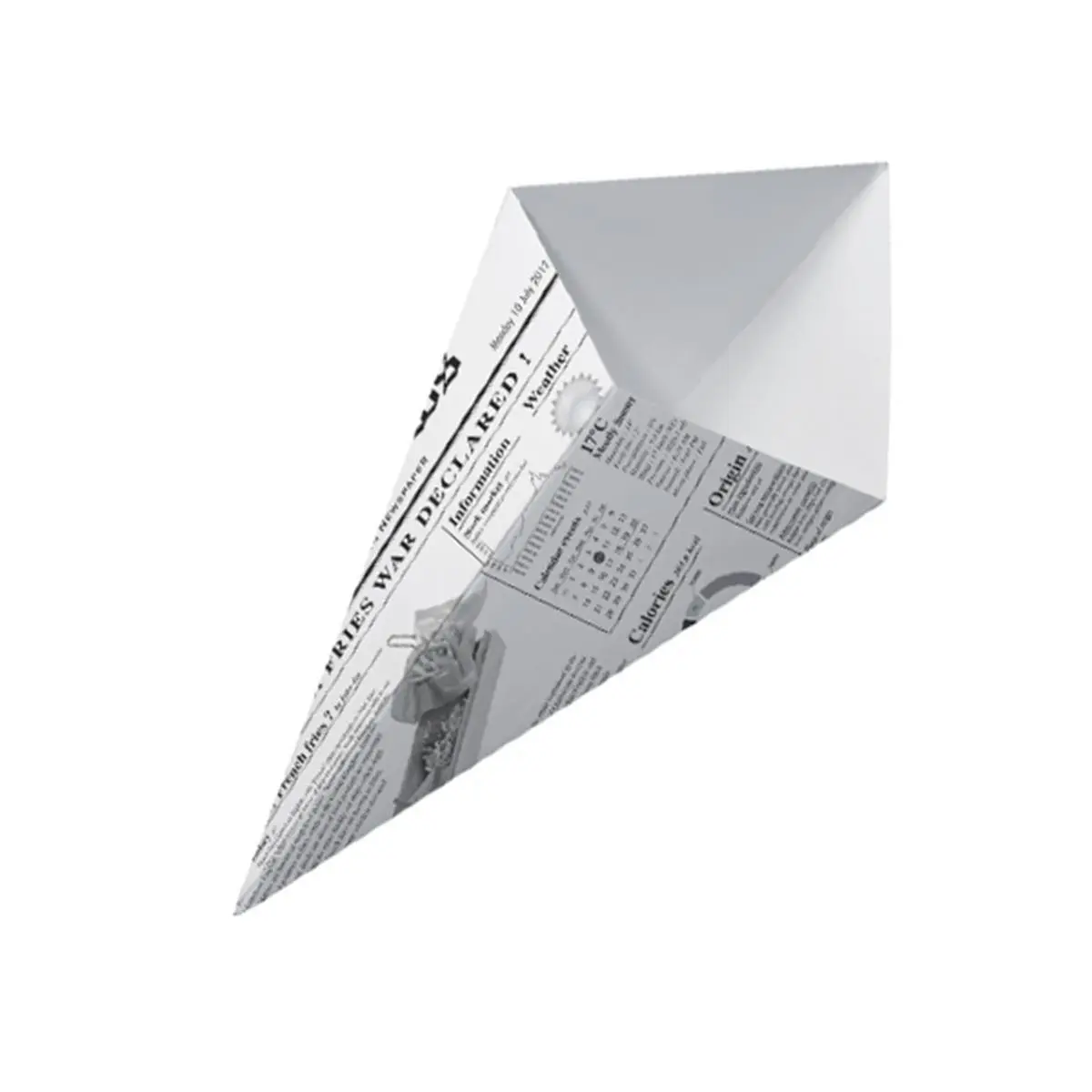 Packnwood 210CNEWS325 Disposable 11 oz. Sturdy Paper Cones with Newsprint Print