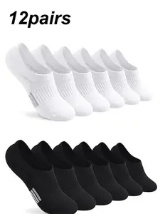 12 Pairs of Simple Summer Boat Socks, Invisible Low-Cut Casual Activewear Sports Socks, Slim-Fit No-Show Liner Socks for Men and Women
