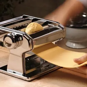 Manual Pasta Maker, Kitchen Tool with 9 Adjustable Thickness Settings, Stainless Steel Cutter for Spaghetti, Fettuccine, Lasagna