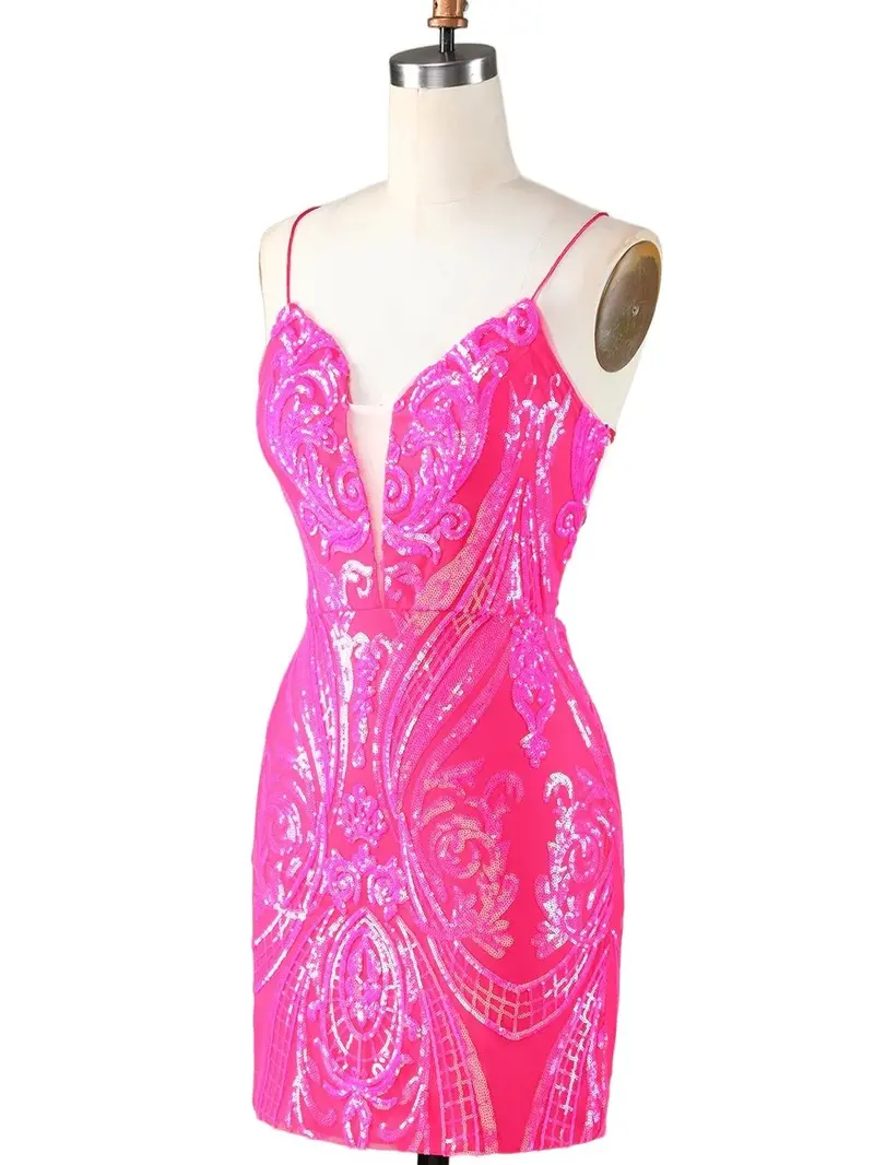 hot pink dress black heels Farrah | HOT PINK High-Neck Draped Mini Dress With Sash