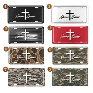 Jesus Saves Camo License Plate, Christian Aluminum Vanity Tag, Faith Car Front Plate, Religious Car Decor, 12x6 Inch Gift