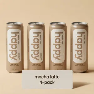 Happy Coffee Mocha Latte 11 oz x 4-pack - Made with 100% Arabica Coffee - Contains Real Milk and Real Sugar - No Artificial Flavors - No Artificial Sweeteners