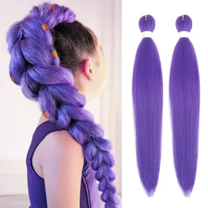2 Pack 26 Inch Purple Braiding Hair Extensions Pre-stretched Long Wigs Colorful Ponytail Synthetic Hair Makeup Braids for Women Girls Cosplay Christmas Halloween Costume Bachelorette Party