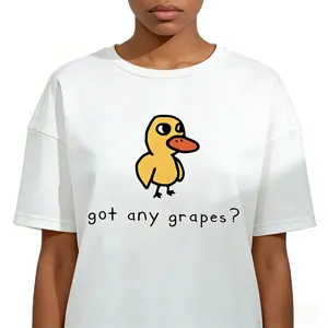 Teen Girl Cartoon Duck And Slogan Print Graphic Tees For Girl Short Sleeve T Shirts,Teen Girl's Summer Tops Crewneck Shirt Blouse